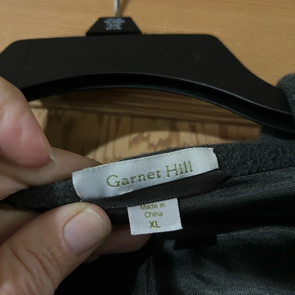 Garnet Hill Charcoal Belted Shawl Collar Coat - Picture 3 of 8